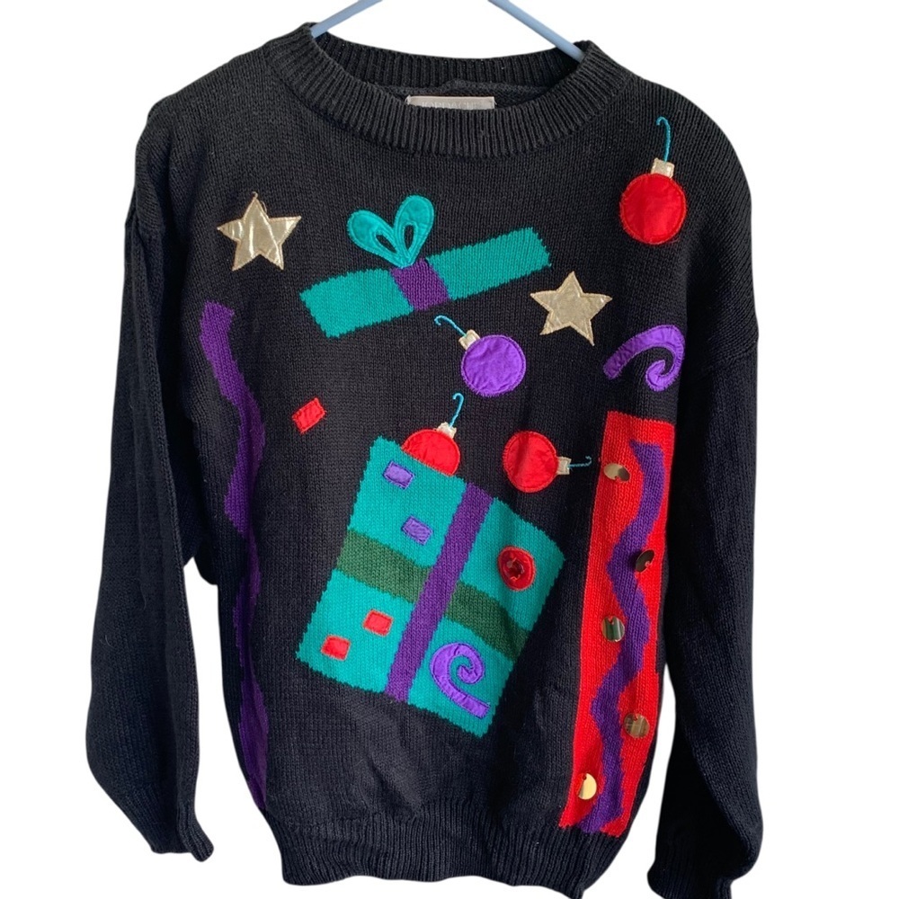 Vintage Jordache Holiday Ornaments Crewneck Sweatshirt Adult M 80 90s Sweater